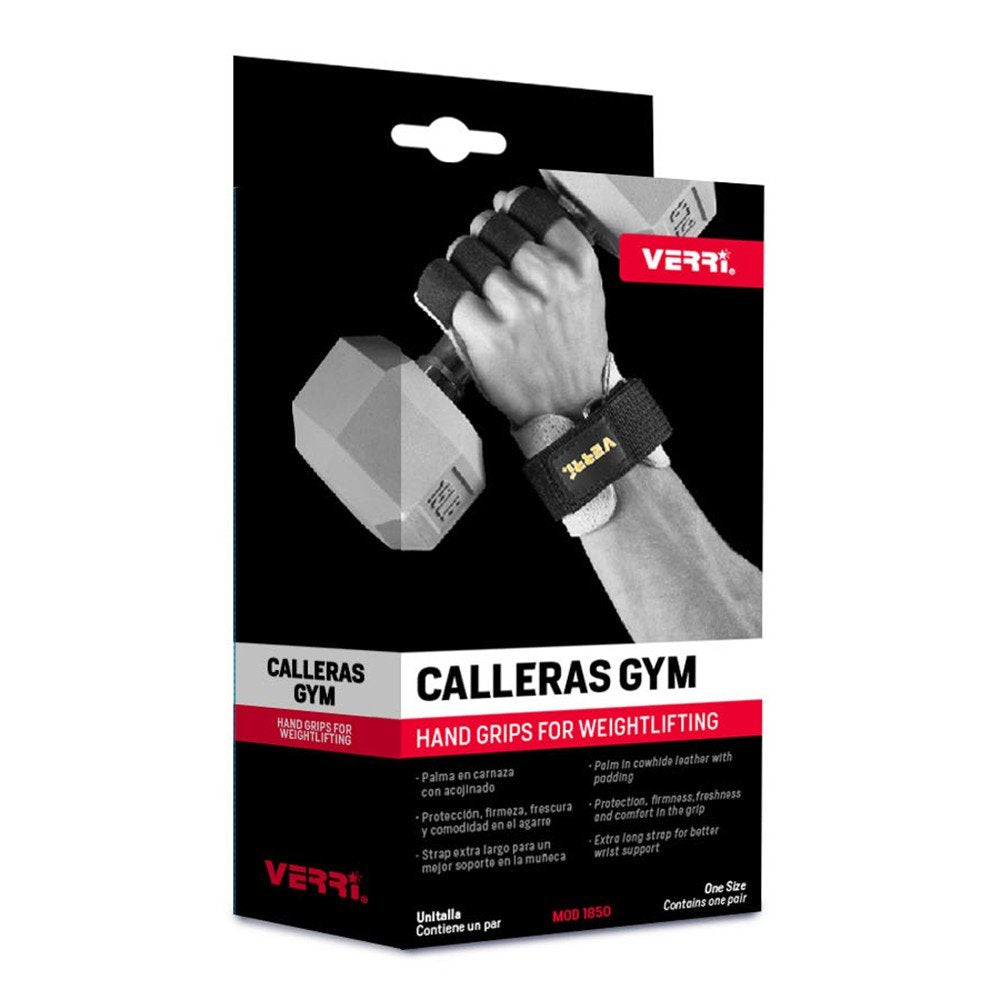Calleras Gym Grises de Carnaza con Ajuste Elástico para 4 Dedos